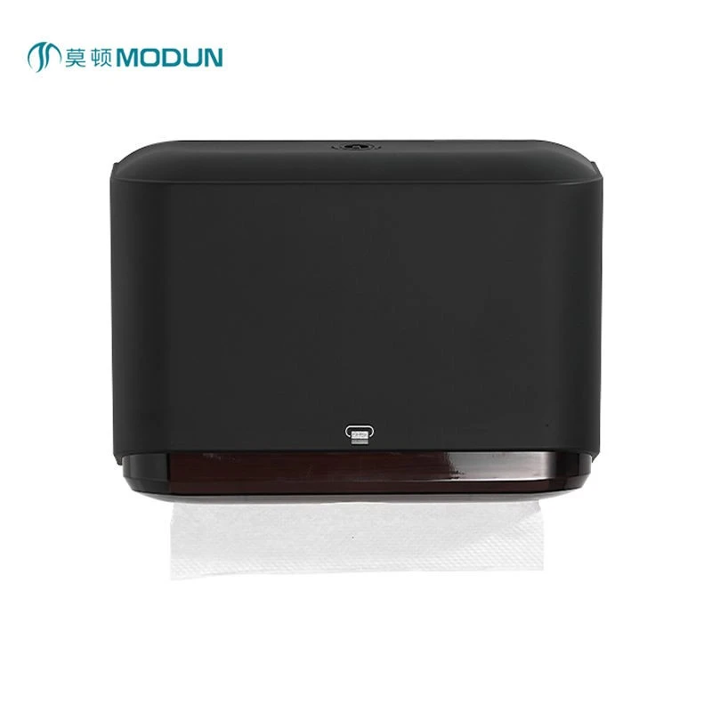 Modern Black Wall-Mounted Z-Fold Paper Towel Dispenser Square Plastic Tissue Box for Home or Hotel Bathroom	5859-B