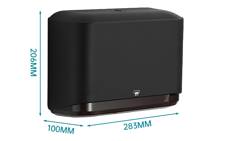 Modern Black Wall-Mounted Z-Fold Paper Towel Dispenser Square Plastic Tissue Box for Home or Hotel Bathroom	5859-B