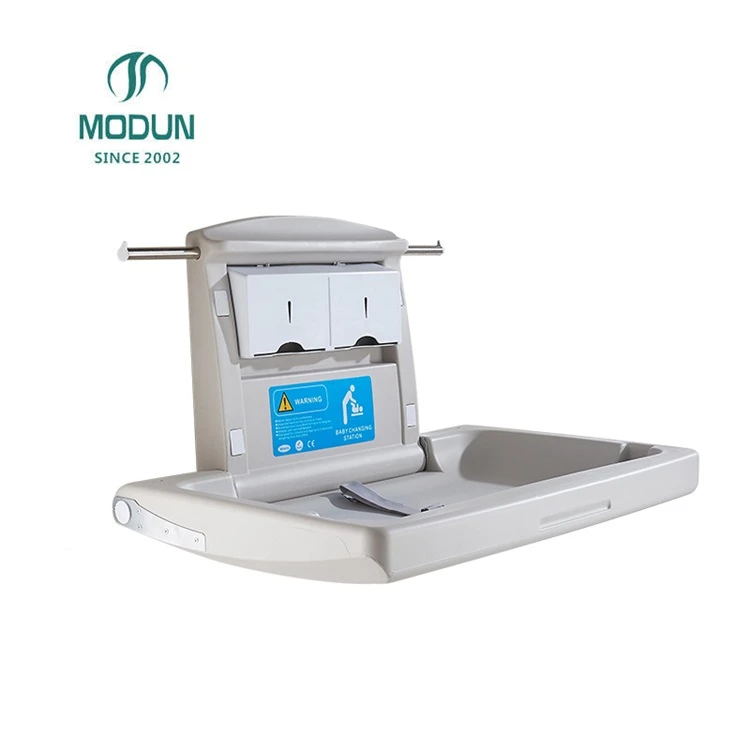 MODUN Commercial Horizontal Baby Changing Station M-B2-2 with Liner Dispenser HDPE Baby Care Station
