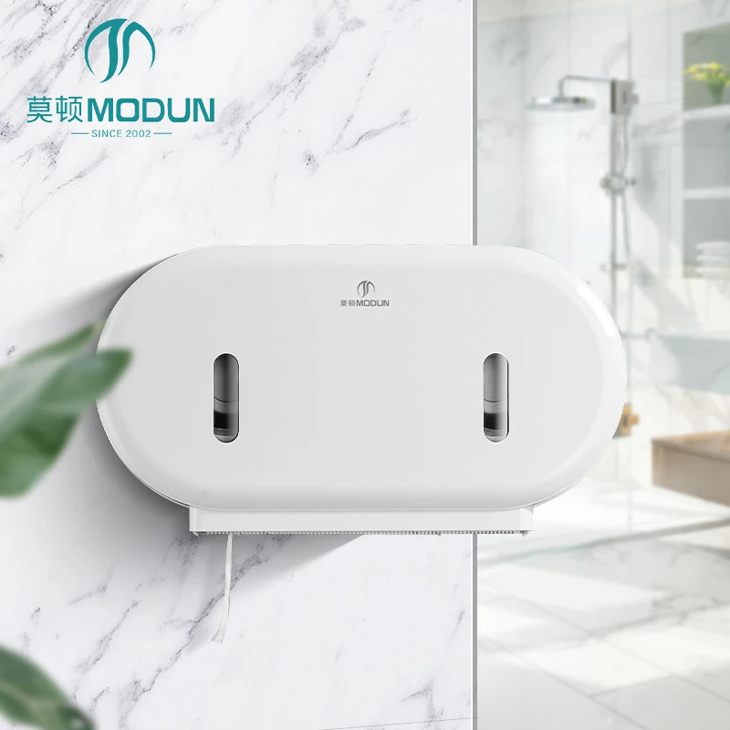 ModunCommercial Paper Dispenser 902W ABS Dual Roll Tissue Dispenser with Key Lock for Bathroom Restroom