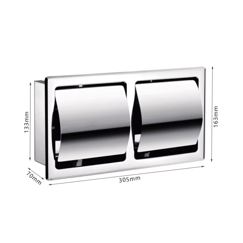 Modun Chrome Stainless Steel Concealed Wall Mount Paper Dispenser Chrome M-19011