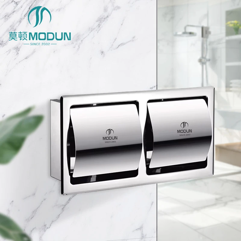 Modun Chrome Stainless Steel Concealed Wall Mount Paper Dispenser Chrome M-19011