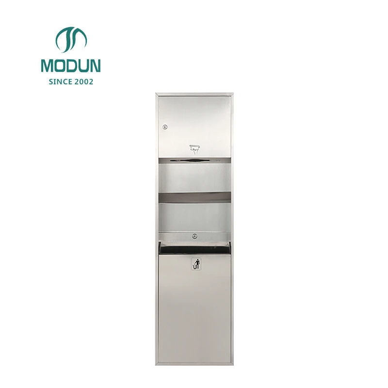 Modun 728B Paper Dispenser + Bin SUS304 Stainless Steel Wall Mounted Commercial Toilet Paper Dispenser
