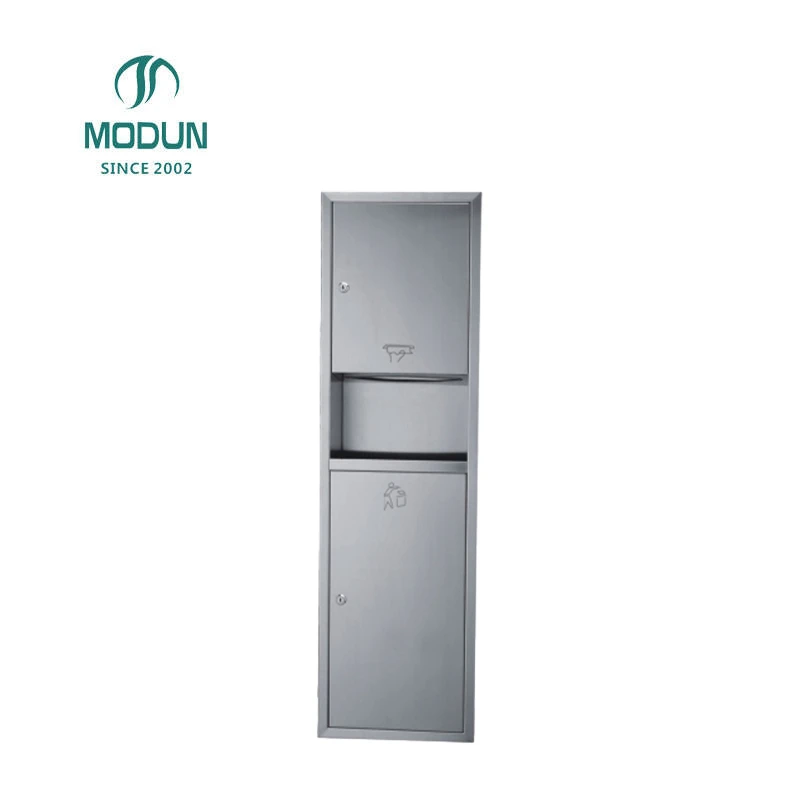 Modun 728A Paper Dispenser + Bin SUS304 Stainless Steel Wall Mounted Commercial Toilet Paper Dispenser