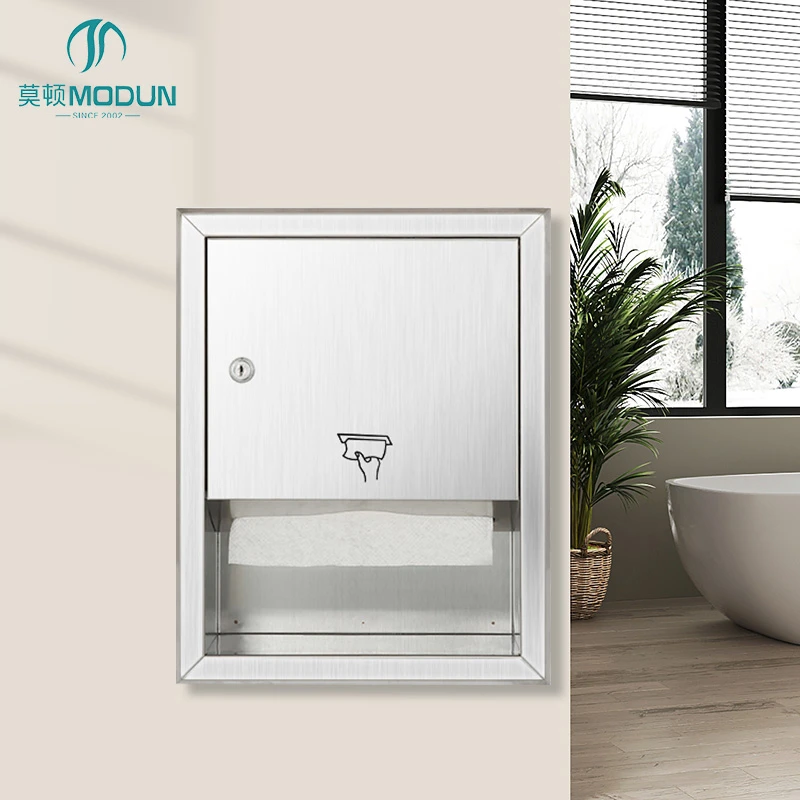 Modun 718A Wall Inside Paper Dispenser SUS304 Stainless Steel Wall Mounted Commercial Toilet Paper Dispenser