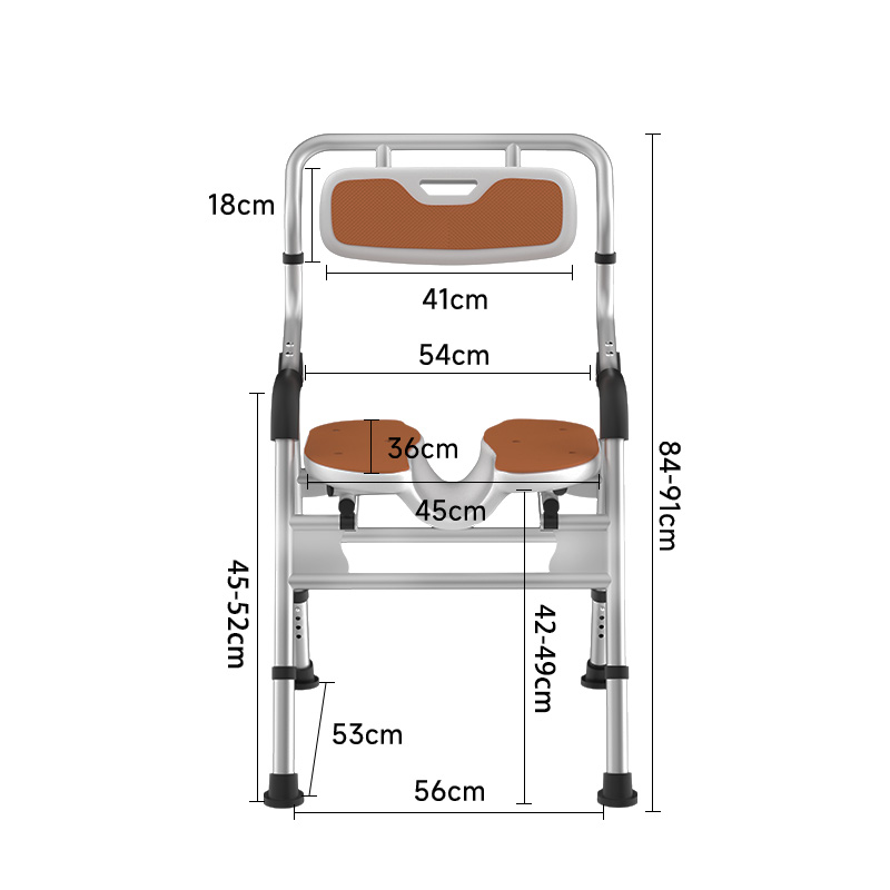 Modun 61801O Aluminum Alloy Foldable Shower Chair Non-Slip Height Adjustable for Bathroom