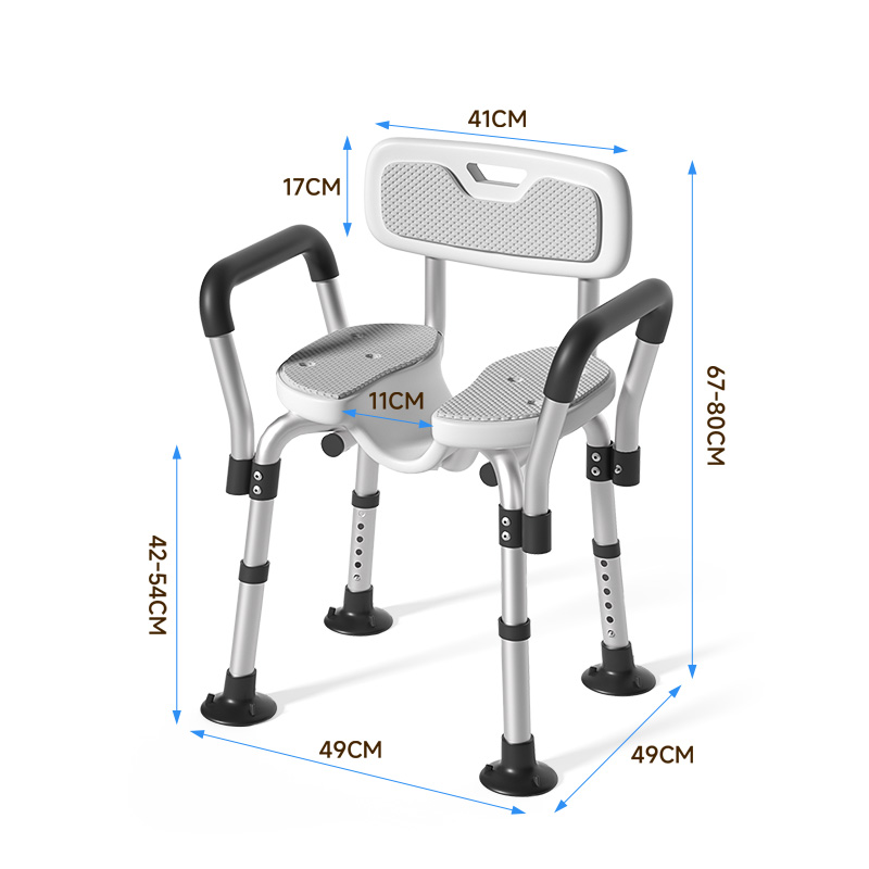 Modun 5007 Aluminum Alloy Shower Stool Non-Slip Height Adjustable for Bathroom
