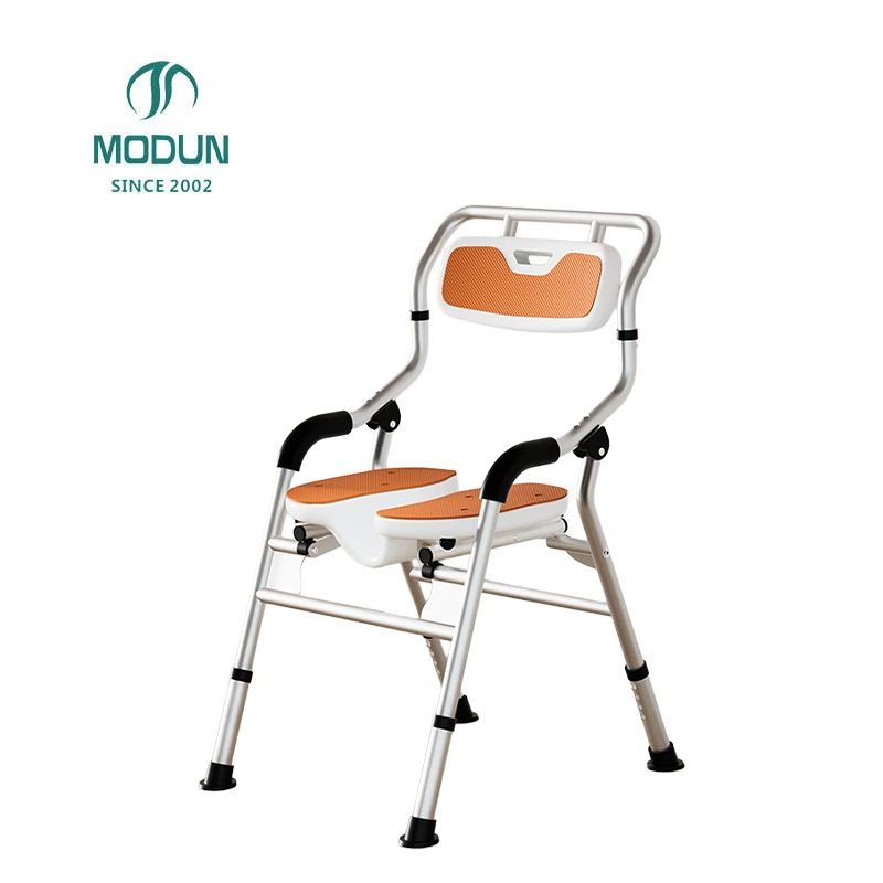 Modun 61801O Aluminum Alloy Foldable Shower Chair Non-Slip Height Adjustable for Bathroom