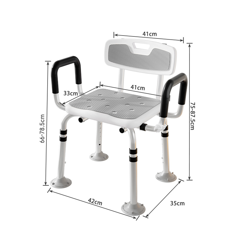 Modun 50061 Aluminum Alloy Shower Stool Non-Slip Height Adjustable for Bathroom